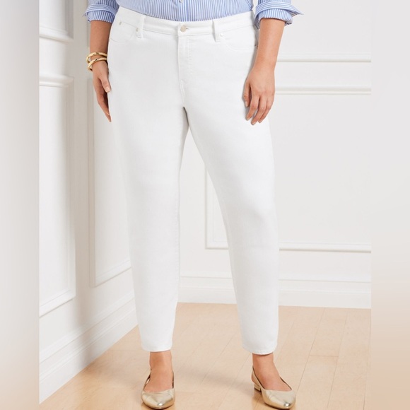 Talbots Women's Flawless Five Pocket Curvy Slim Ankle White Pants SZ 16 - Picture 1 of 8